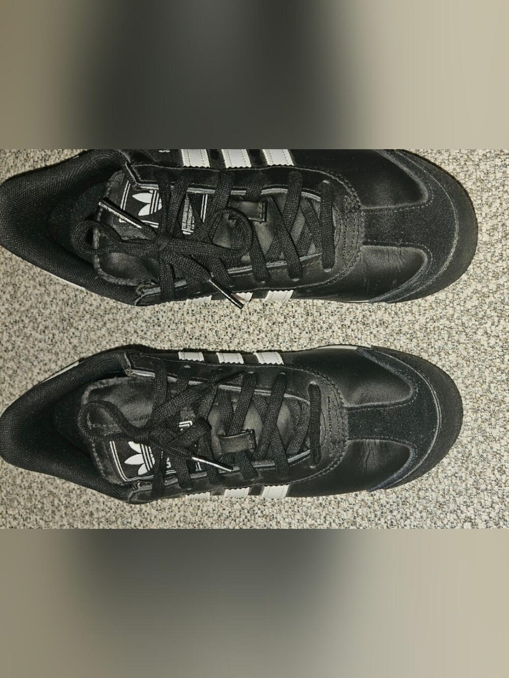 adidas Men’s Black Sneakers with White Three-Stripes